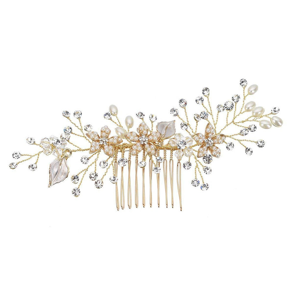 1pc Bridal Hairpins Wedding Pearl Flower Crystal Bridesmaid Hair Pins metal gift women girl Hairdressing Hair Accessories