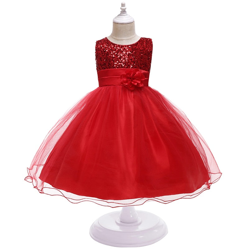 Girl Clothing Flower Sequins Dress For Christmas Halloween Brithday Party 3-10Y Kid Princess Tutu Dresses Child Vestidos Clothes