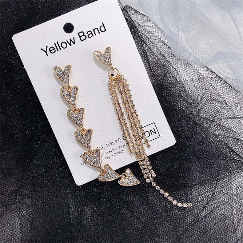 2022 Korean Earings Crystal Pearl Tassel Earrings Geometric Pendant Bride Wedding Jewelry Gift Earrings For Women