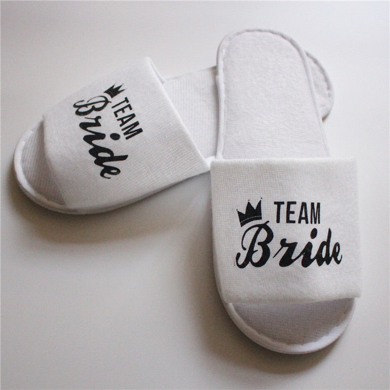 Bride Soft Slippers Team Bride Shower Wedding Party Decoration Gift Team Bridesmaid Party Hen Party Decoration 1 Pair