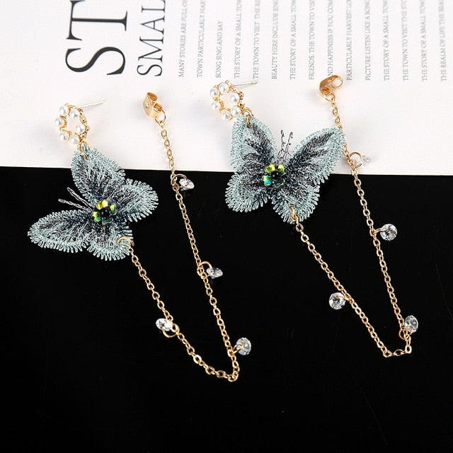 2022 Korean Earings Crystal Pearl Tassel Earrings Geometric Pendant Bride Wedding Jewelry Gift Earrings For Women