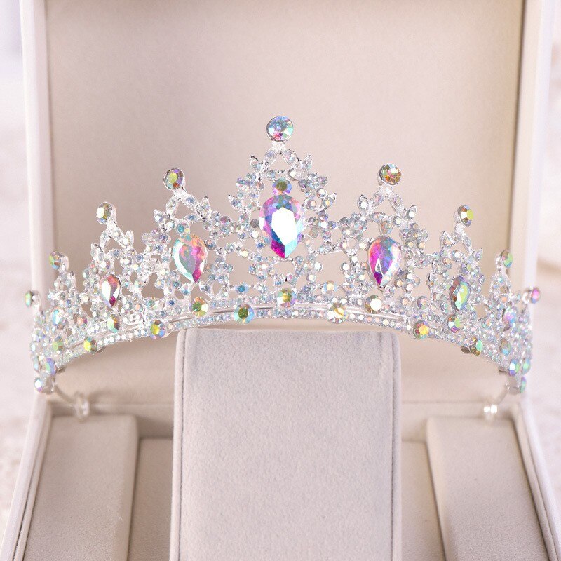 Baroque Luxury Rhinestone Beads Bridal Crown Tiaras Silver Color Crystal Diadem Tiaras Bride Headbands Wedding Hair Accessories