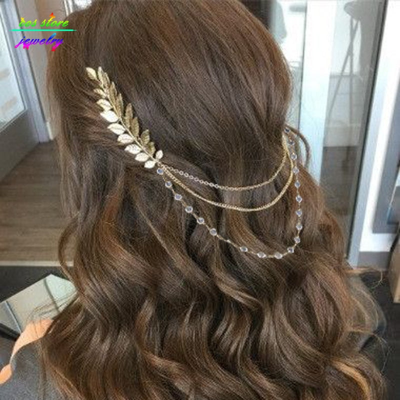 Summer Style Bohemia Leaves Head Crown  Chain And Leaves Hair Comb Wedding Hair Accessories Bijoux