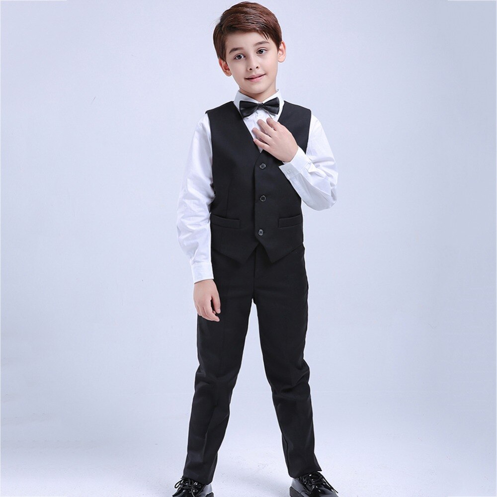 LOLANTA 5Pcs Black Toddler Boys Suits Wedding Formal Children Suit Tuxedo Dress Party Ring bearer 3-12 Years Kids Gentlemen Suit