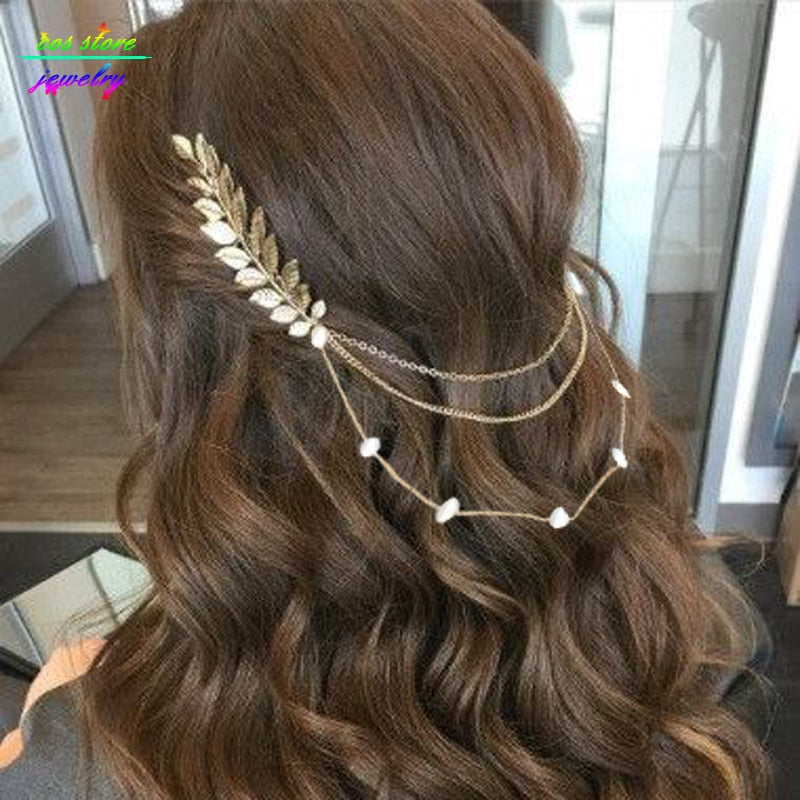 Summer Style Bohemia Leaves Head Crown  Chain And Leaves Hair Comb Wedding Hair Accessories Bijoux