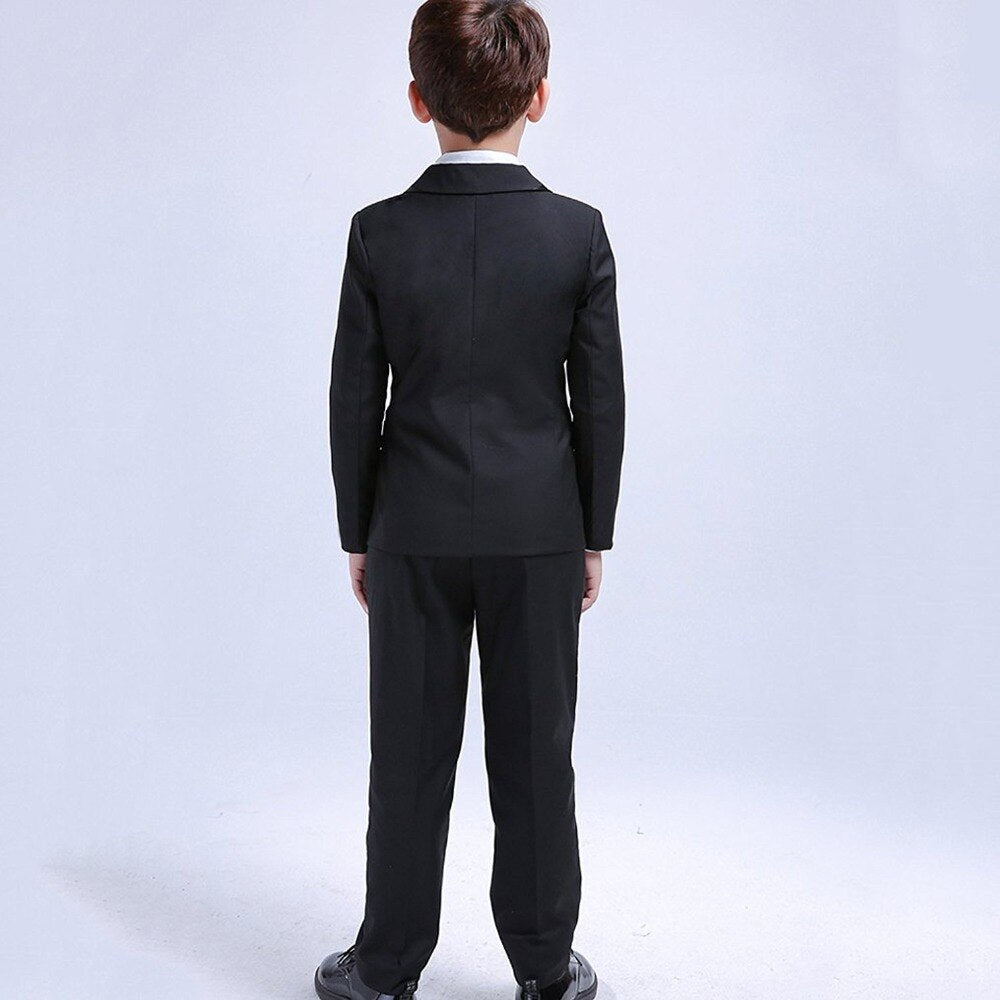 LOLANTA 5Pcs Black Toddler Boys Suits Wedding Formal Children Suit Tuxedo Dress Party Ring bearer 3-12 Years Kids Gentlemen Suit