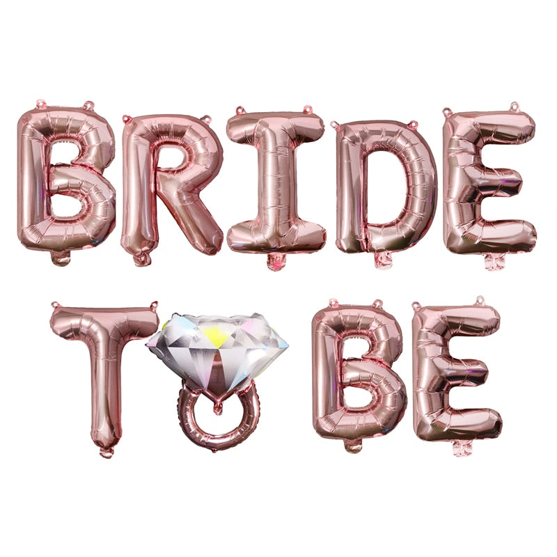 Wedding Decorations Rose Gold Bride To Be Letter Foil Ballon Bride Veil Sash Headband Bridal Shower Bachelorette Party Supplies