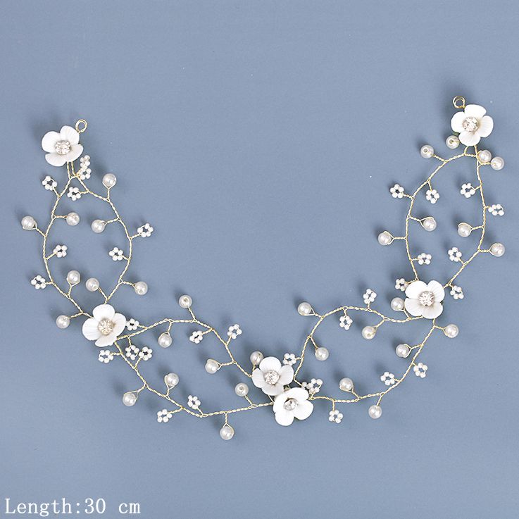 Pearl Rhinestone Headband Hair Accessories For Women Wedding Accessories Bride Headband Leaf Flower Headband Decoration For Hair