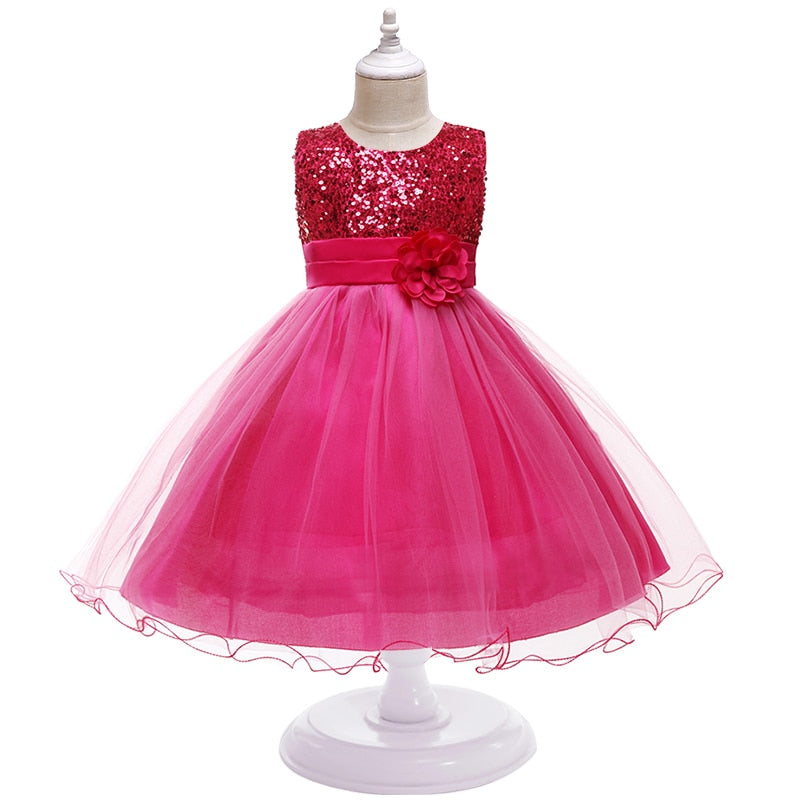 Girl Clothing Flower Sequins Dress For Christmas Halloween Brithday Party 3-10Y Kid Princess Tutu Dresses Child Vestidos Clothes