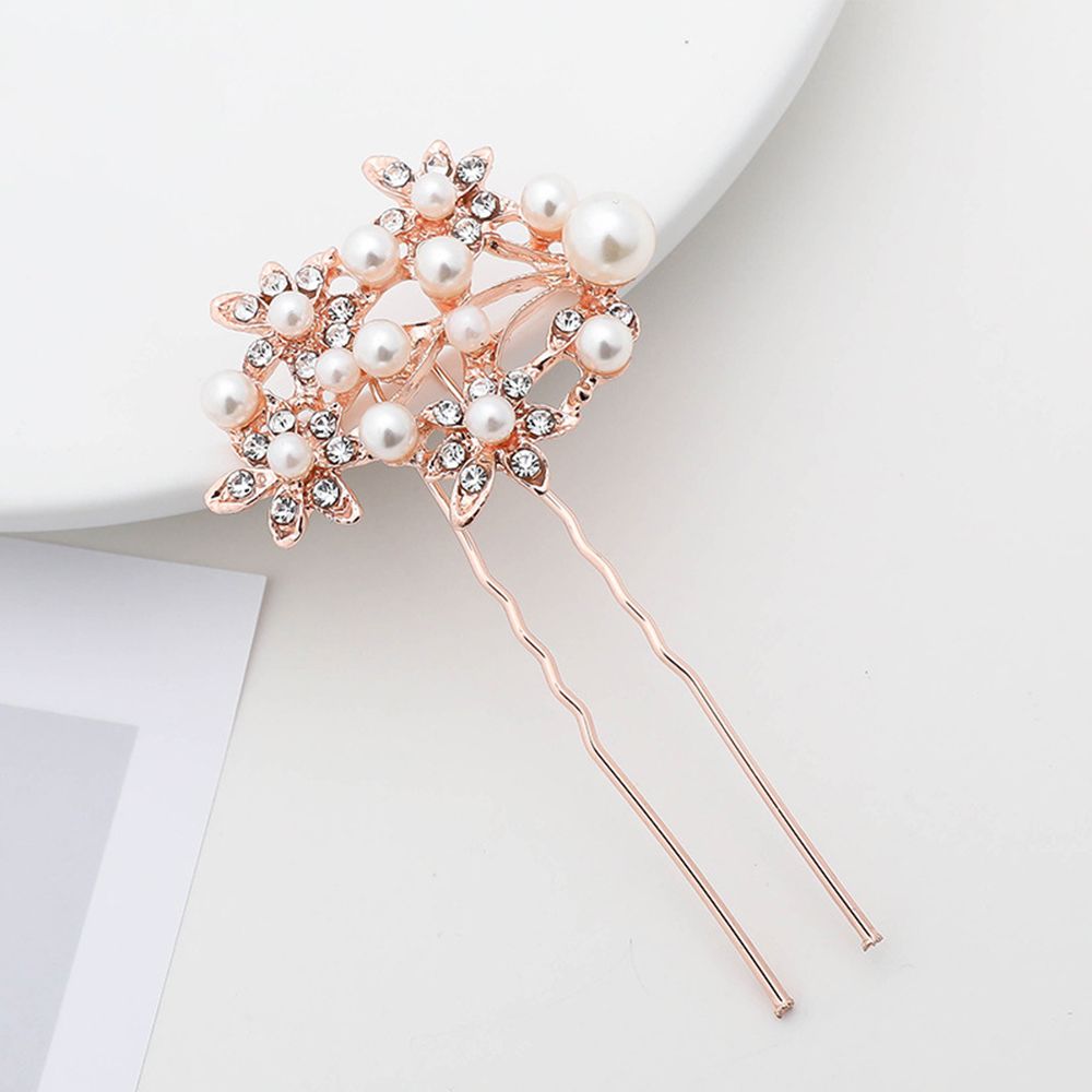 1pc Bridal Hairpins Wedding Pearl Flower Crystal Bridesmaid Hair Pins metal gift women girl Hairdressing Hair Accessories