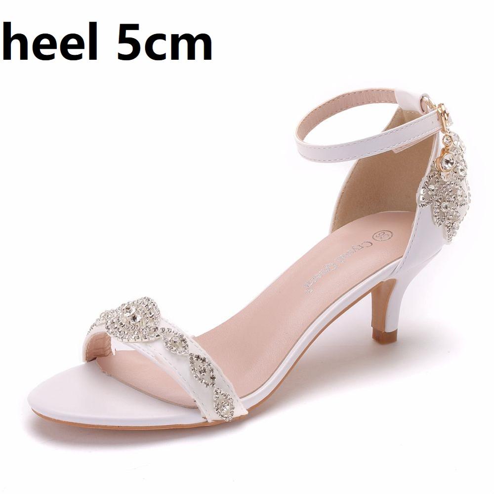 Crystal Queen Women Sandals Summer High Heels Peep Toes Buckle Strap Bridal Pumps Party Luxury Diamond Lady White Wedding Shoes