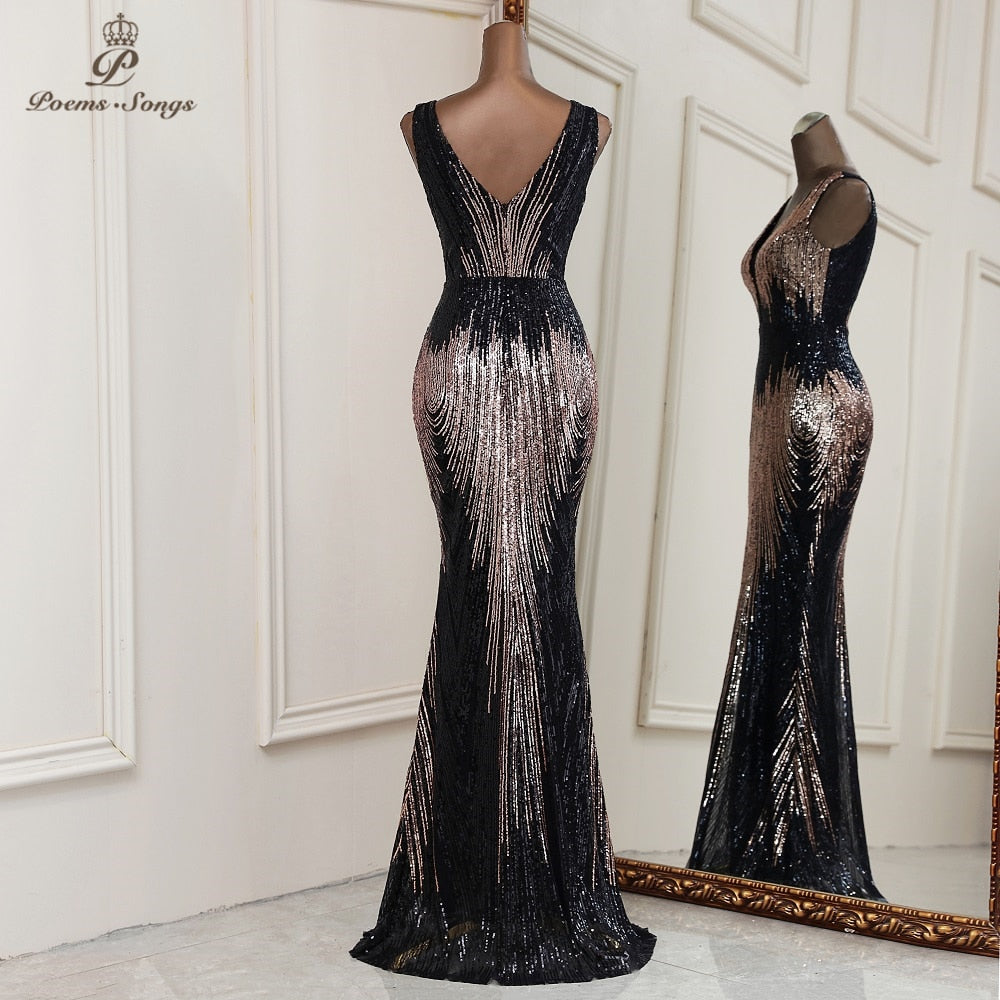 New Sexy deep V neck style mermaid evening dresses vestidos formales vestidos de fiesta robe de soiree de mariage