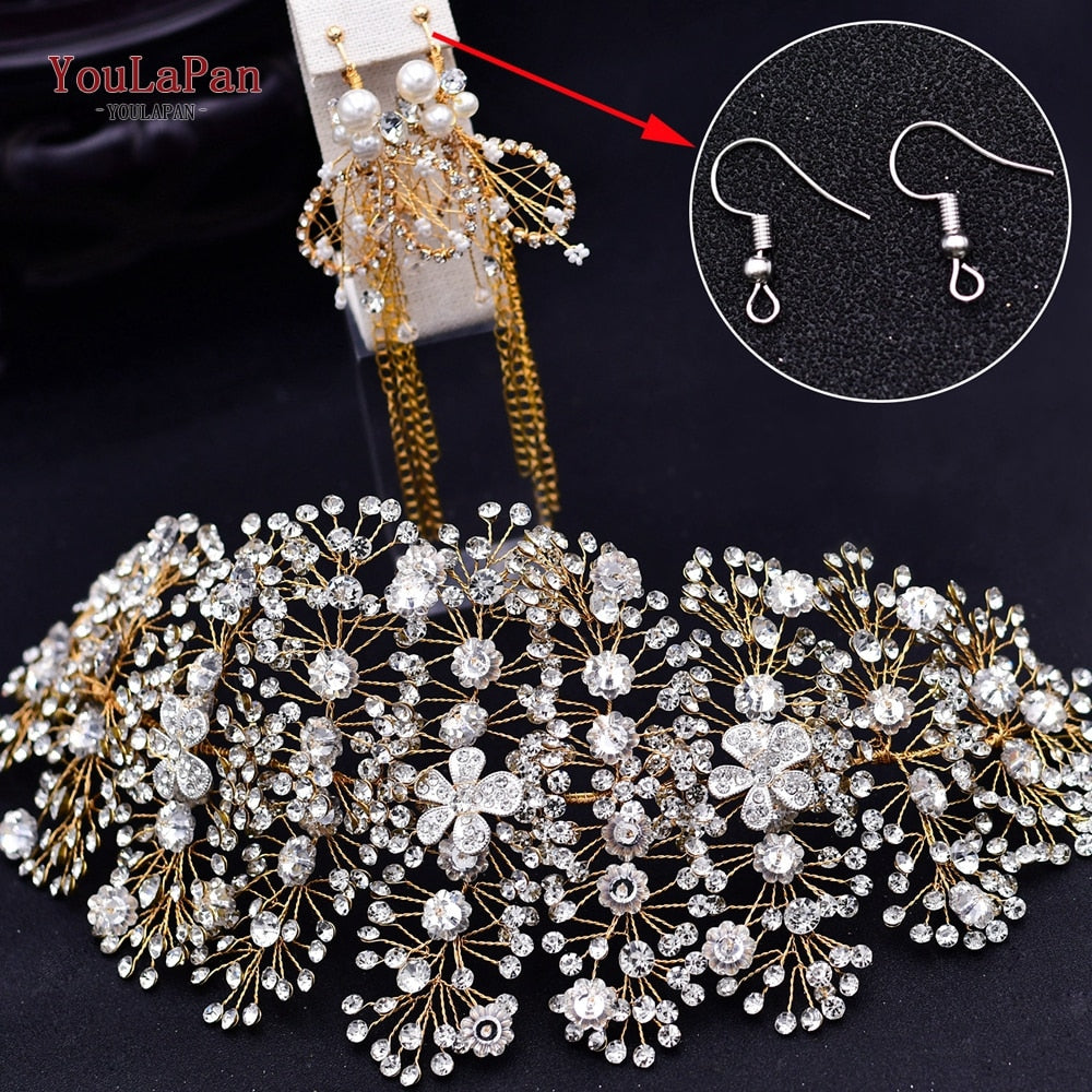 TOPQUEEN HP240 Golden Wedding Hair Jewelry Luxury Crystal Hair Ornaments Rhinestone Wedding Crown Woman Tiara Pageant Headband