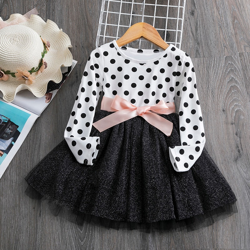 Flower Princess Dress For Girls Winter Long Sleeve Princess Party Tutu Christmas Costume Kids Children 2-7 Year Casual Clothes