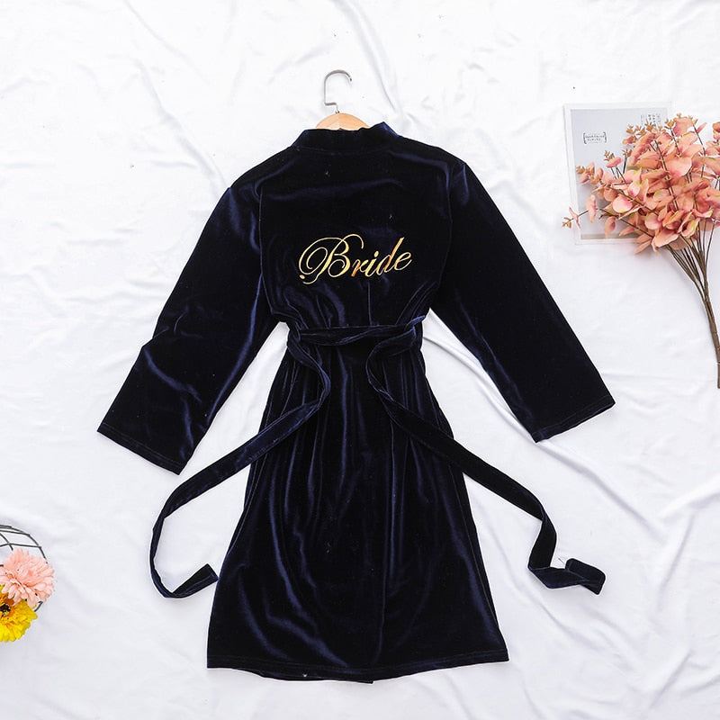 Women Sexy Bride Wedding Robe Sleepwear Velvet Intimate Lingerie Home Clothes Soft Embroidery Nightgown Nightwear Kimono Gown