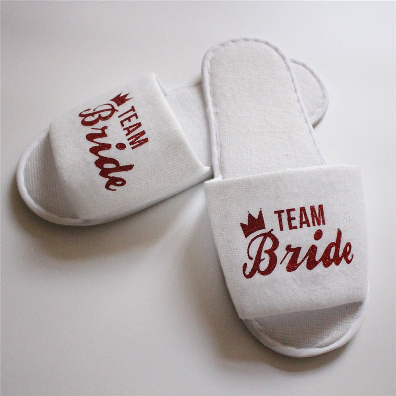 Bride Soft Slippers Team Bride Shower Wedding Party Decoration Gift Team Bridesmaid Party Hen Party Decoration 1 Pair