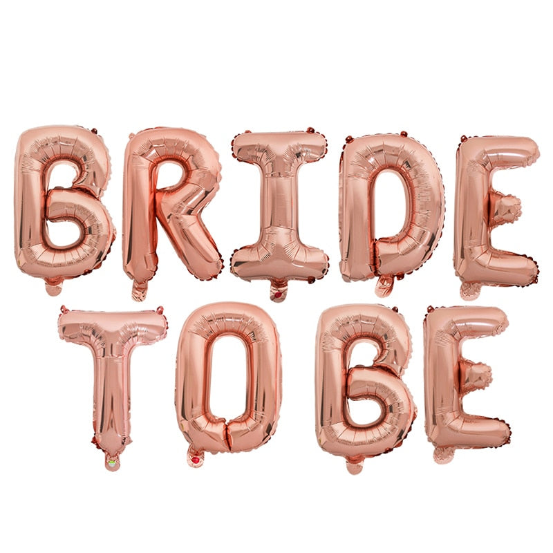 Rose Gold Bride To Be Letter Foil Ballon Bride Veil Sash Headband Wedding Decorations Bridal Shower Bachelorette Party Supplies