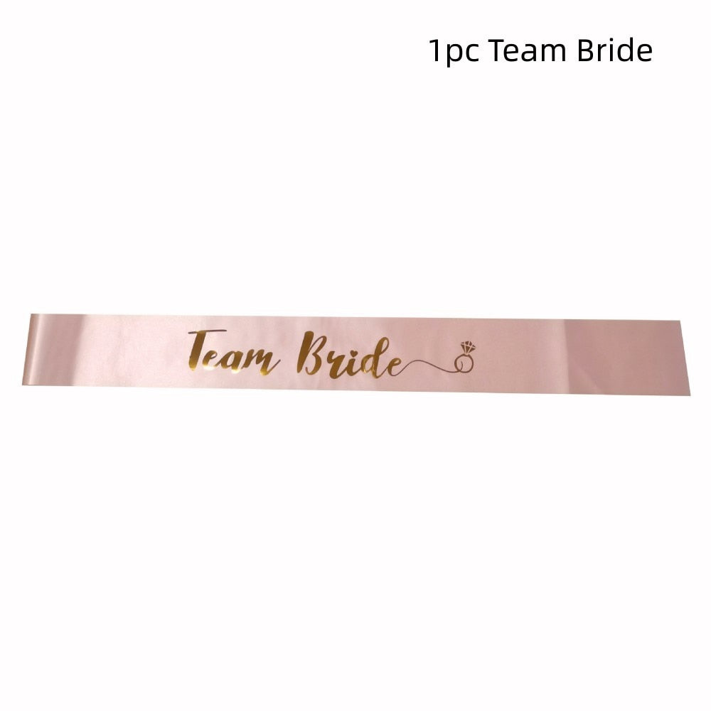 1Set Rose Gold Team Bride To Be Satin Sash for Bachelorette Party Decoration Girl Hen Party Wedding Bridal Shower Decor Supplies