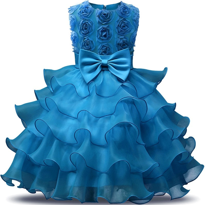 Children Luxury Party Formal Dress For Wedding Birthday Kids Christmas Ceremonies Dresses For Girls Lace Tutu Flower Girls Dress