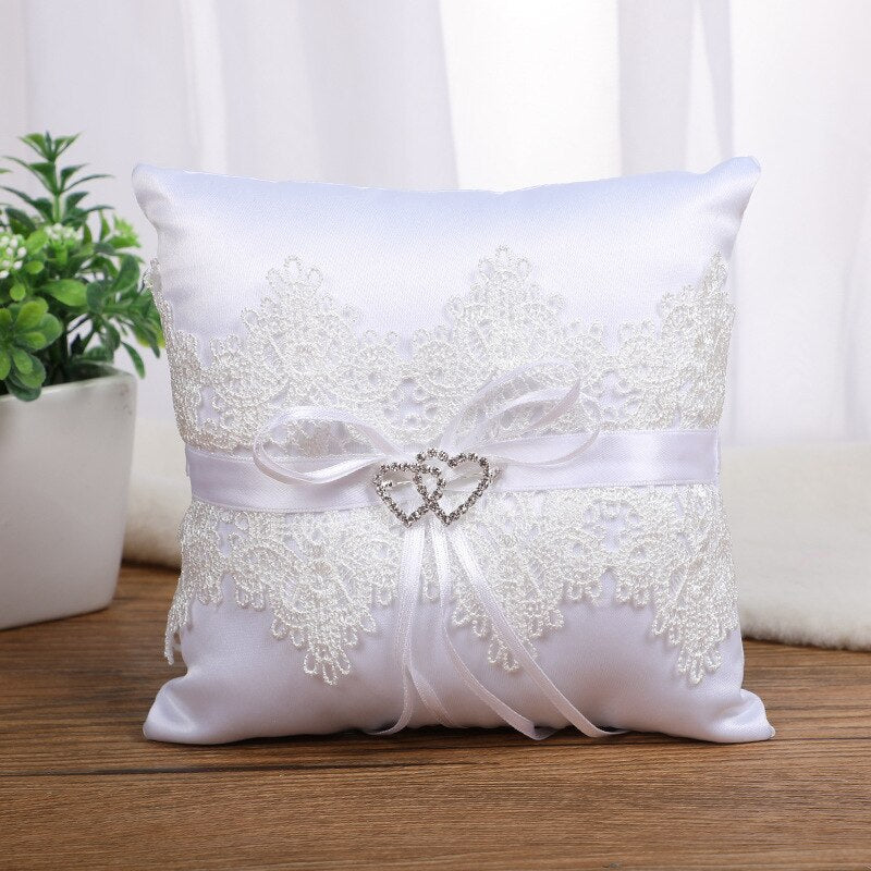 19/15/14cm Ivory White Wedding Pillow Ring Holder Ring Bearer Cushion Pillow for Wedding Ceremony Party Flower Girls Basket