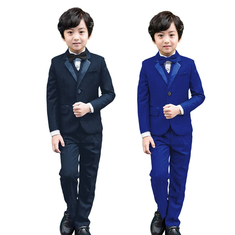 LOLANTA 5Pcs Black Toddler Boys Suits Wedding Formal Children Suit Tuxedo Dress Party Ring bearer 3-12 Years Kids Gentlemen Suit