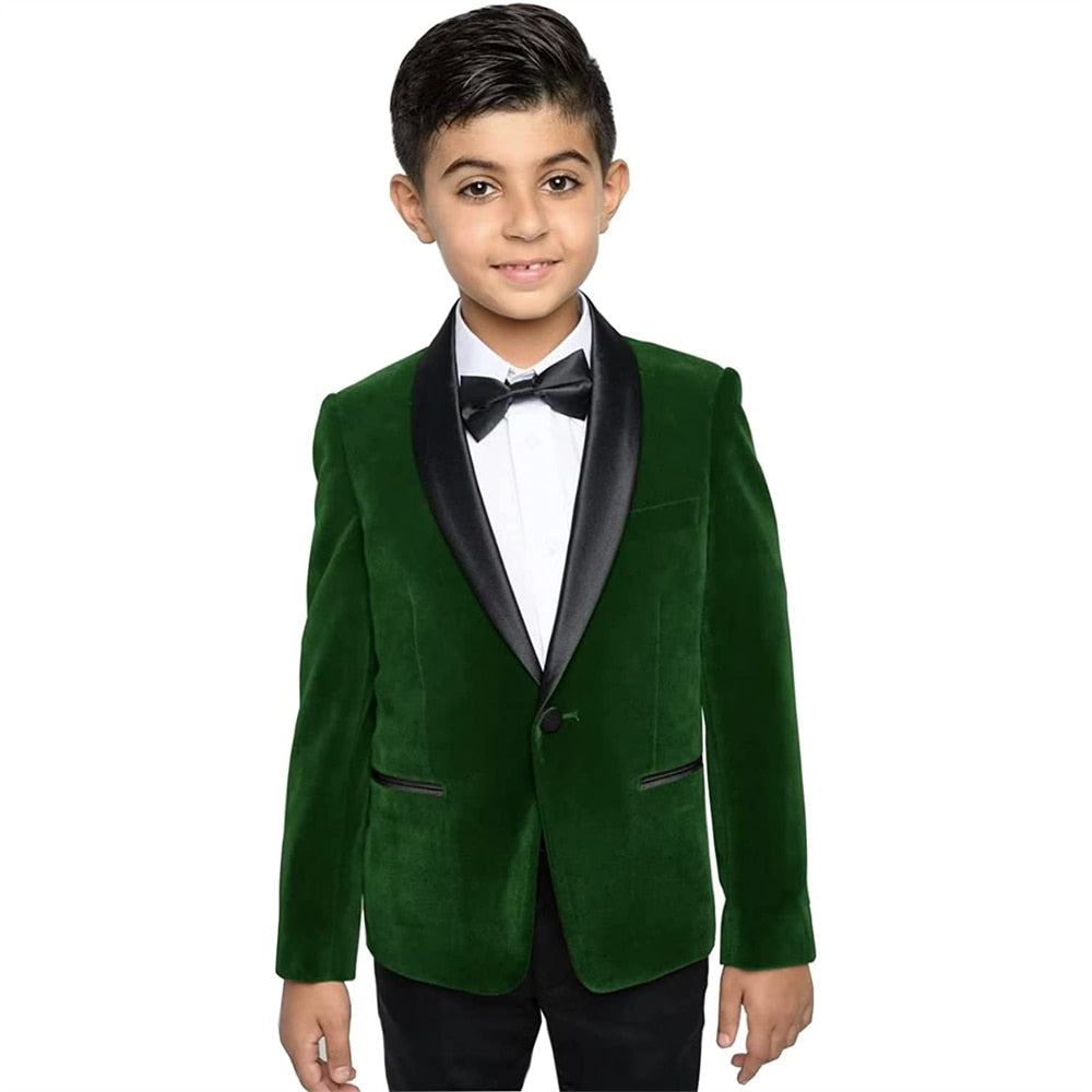 Single Breasted Suits Blazer Pants Set Boy's 2 Pieces Suit for Child One Button Velvet Elegant Full Wedding Ring Bearer 2023