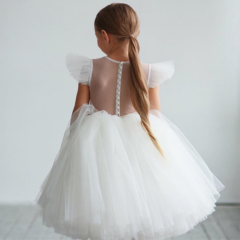 Teenage Girls Dress Children's Clothing Party Elegant Princess Long Tulle Baby Girls Kids Lace Wedding Ceremony Dresses