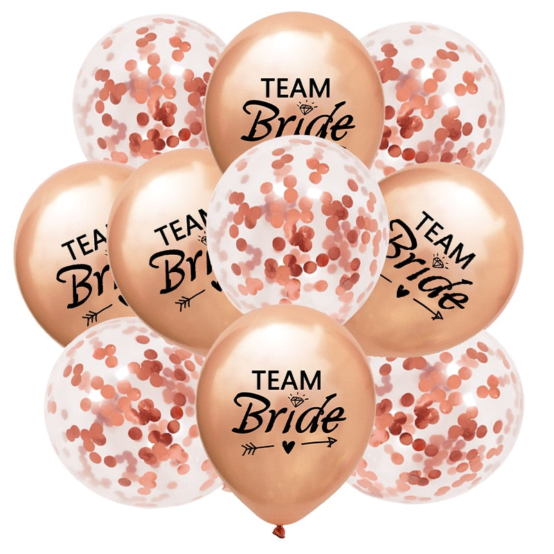 10Pcs Rose Gold Team Bride Latex Confetti Balloons Hen Bachelorette Party Decoration Bride To Be Bridal Shower Supplies Wedding