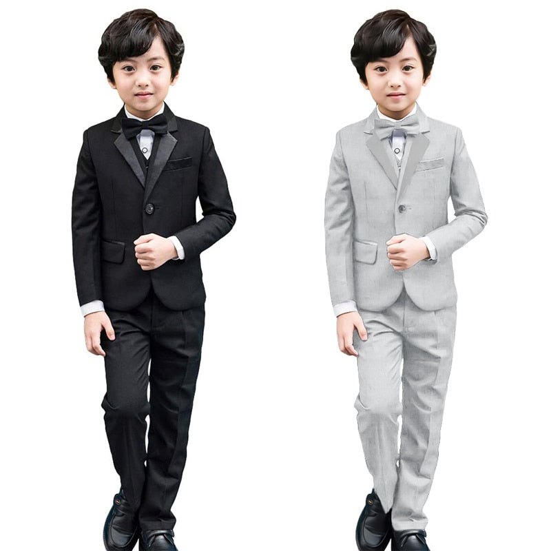 LOLANTA 5Pcs Black Toddler Boys Suits Wedding Formal Children Suit Tuxedo Dress Party Ring bearer 3-12 Years Kids Gentlemen Suit