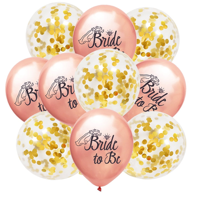 10Pcs Rose Gold Team Bride Latex Confetti Balloons Hen Bachelorette Party Decoration Bride To Be Bridal Shower Supplies Wedding