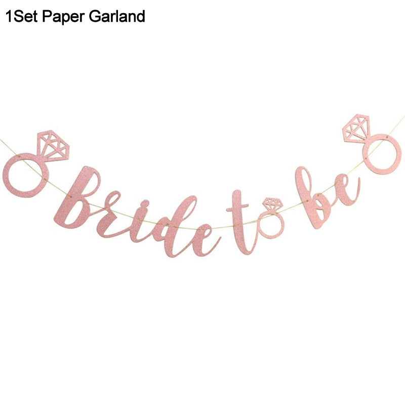 Rose Gold Bride To Be Letter Foil Ballon Bride Veil Sash Headband Wedding Decorations Bridal Shower Bachelorette Party Supplies