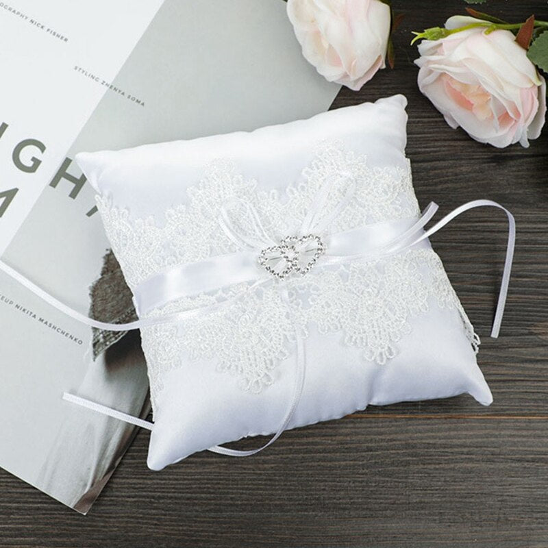 19/15/14cm Ivory White Wedding Pillow Ring Holder Ring Bearer Cushion Pillow for Wedding Ceremony Party Flower Girls Basket