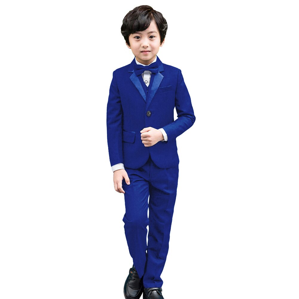 LOLANTA 5Pcs Black Toddler Boys Suits Wedding Formal Children Suit Tuxedo Dress Party Ring bearer 3-12 Years Kids Gentlemen Suit