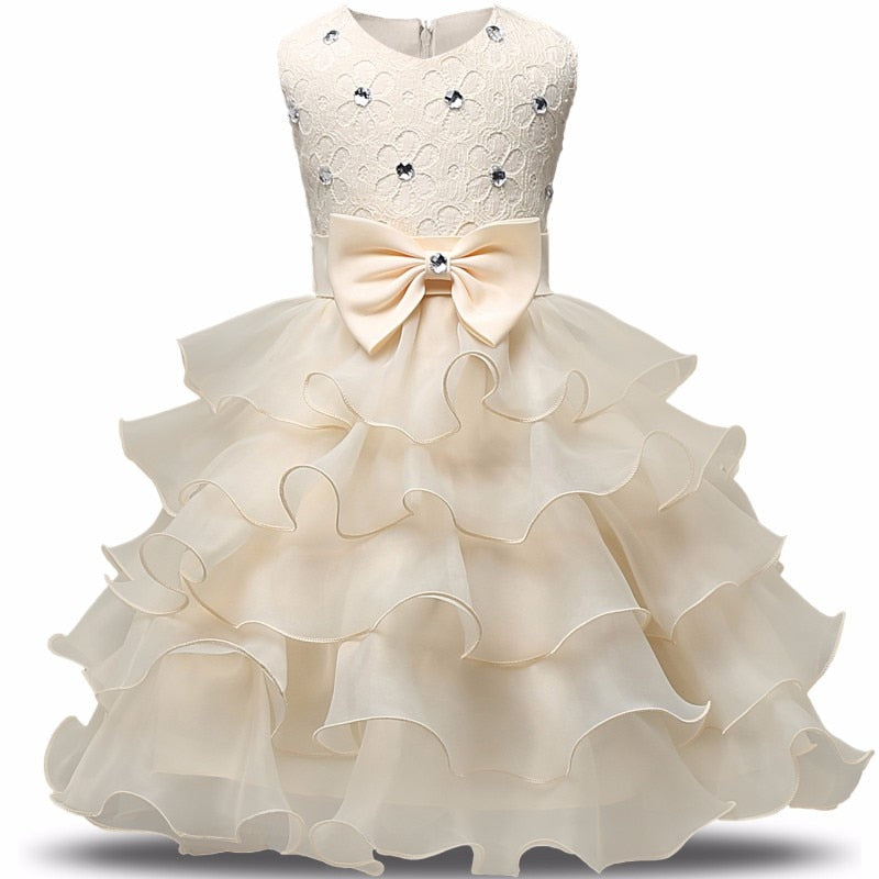 Children Luxury Party Formal Dress For Wedding Birthday Kids Christmas Ceremonies Dresses For Girls Lace Tutu Flower Girls Dress