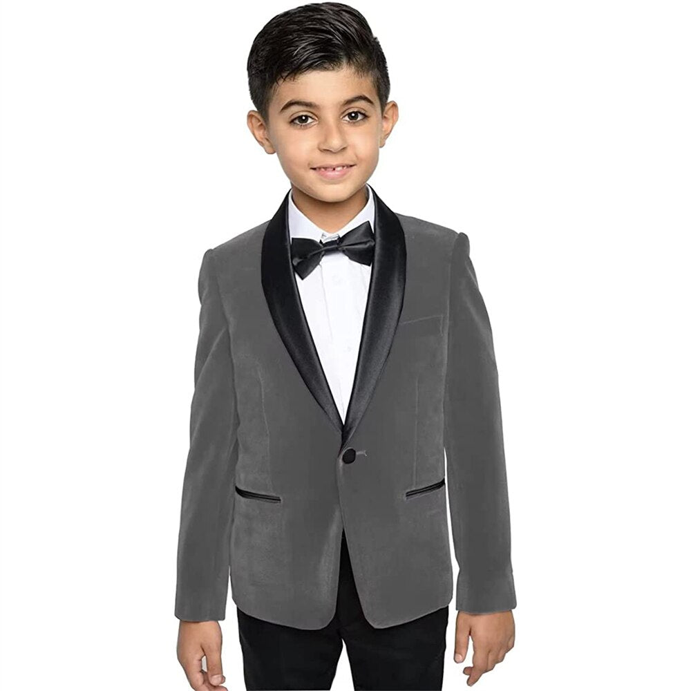 Single Breasted Suits Blazer Pants Set Boy's 2 Pieces Suit for Child One Button Velvet Elegant Full Wedding Ring Bearer 2023