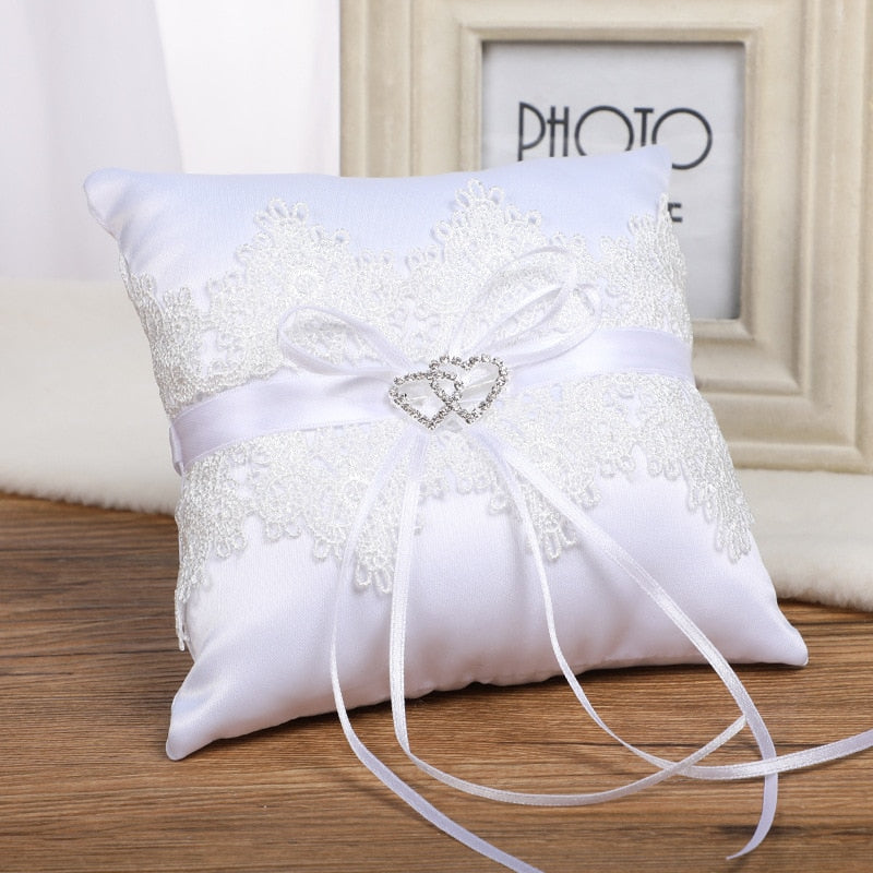 19/15/14cm Ivory White Wedding Pillow Ring Holder Ring Bearer Cushion Pillow for Wedding Ceremony Party Flower Girls Basket