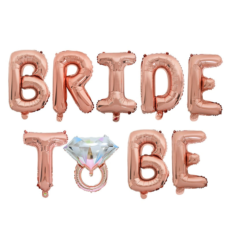 Rose Gold Bride To Be Letter Foil Ballon Bride Veil Sash Headband Wedding Decorations Bridal Shower Bachelorette Party Supplies