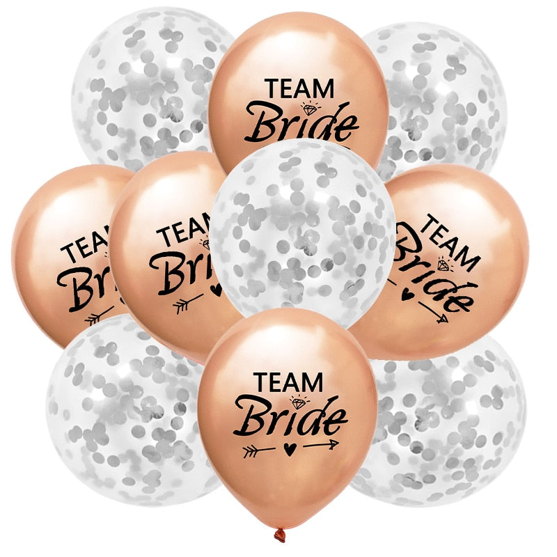 10Pcs Rose Gold Team Bride Latex Confetti Balloons Hen Bachelorette Party Decoration Bride To Be Bridal Shower Supplies Wedding