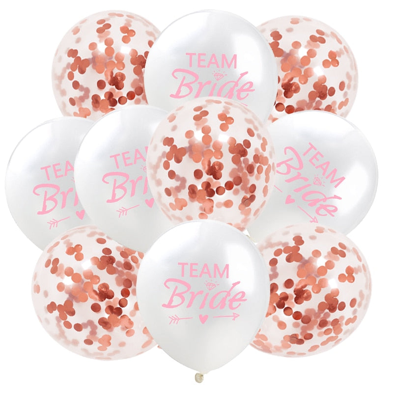 10Pcs Rose Gold Team Bride Latex Confetti Balloons Hen Bachelorette Party Decoration Bride To Be Bridal Shower Supplies Wedding