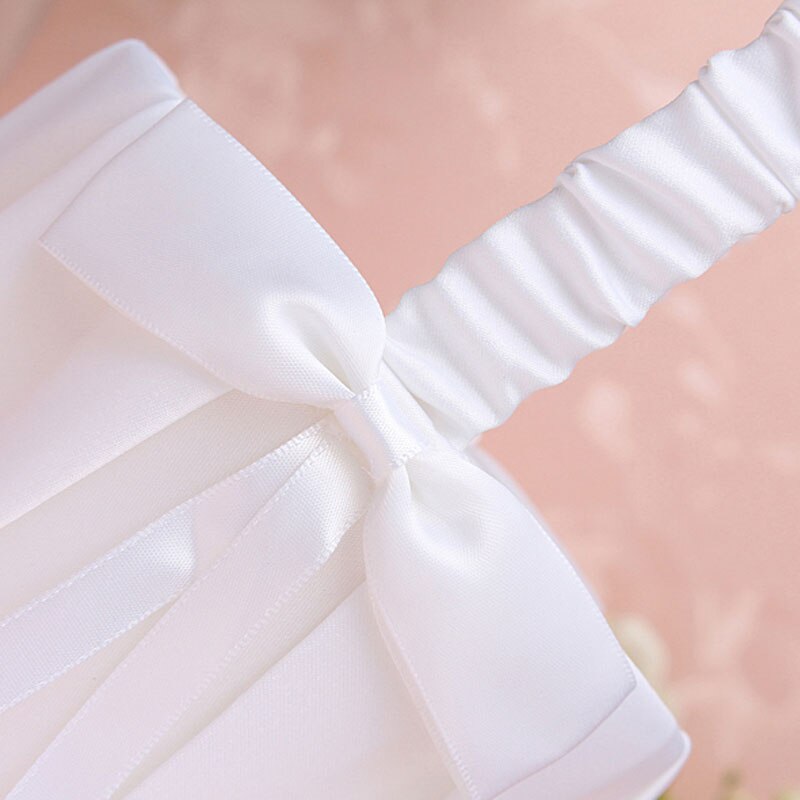 Double Bow Ribbon Pearls Romantic Ring Pillow Bridal Wedding Ceremony Pocket Ring Pillow Cushion Bearer with Ribbons Decoration