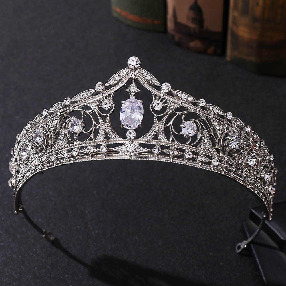 Baroque Luxury Geometric Rhinestone Bridal Tiaras Cubic Zirconia Crown Crystal Pageant Diadem Headband Wedding Hair Accessories