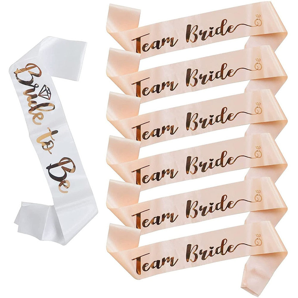 1Set Rose Gold Team Bride To Be Satin Sash for Bachelorette Party Decoration Girl Hen Party Wedding Bridal Shower Decor Supplies